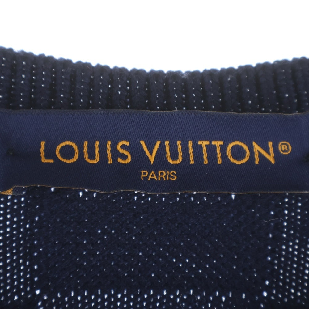 LOUIS VUITTON(ルイヴィトン) 24SS PEARL SIGNATURE DAMIER CREWNECK SWEATER WOOL パール シグネチャーロゴ ダミエ ウール クルーネックニットセーター ネイビー RM241 ZLL HQN69W