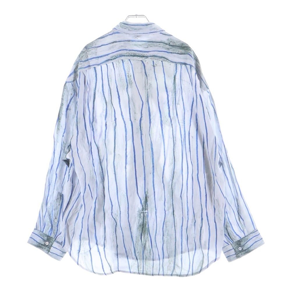 Acne Studios(アクネ ストゥディオズ) 25SS BUTTON UP SHIRT ボタン アップ レーヨン ストライプ長袖シャツ ブルー FN-MN-SHIR000890