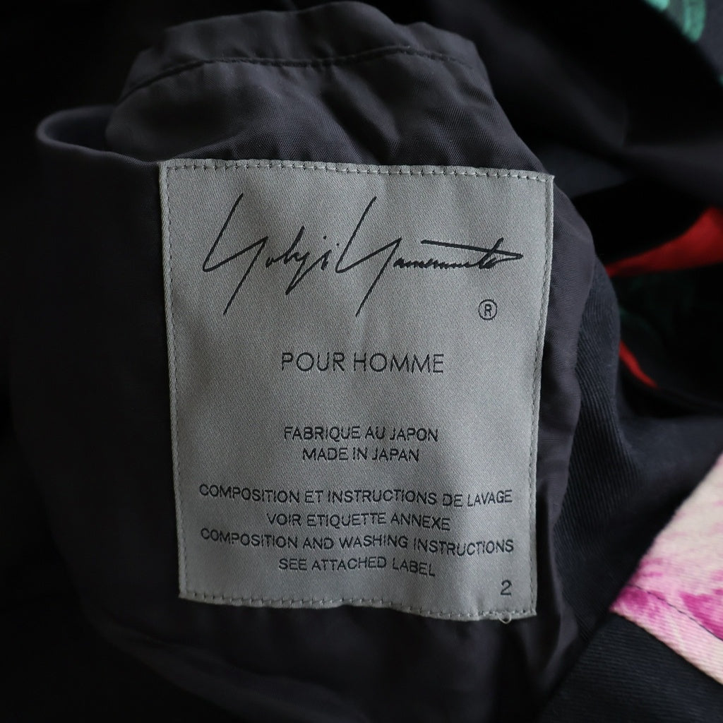 Yohji Yamamoto POUR HOMME(ヨウジヤマモト プールオム) 花と少年期復刻 ハーフコート スナップジャケット ブラック HY-Y05-020