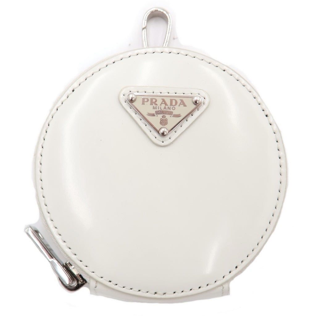 PRADA(プラダ) レザー ラウンド コインケース キーホルダー ホワイト 1TL431 レディース