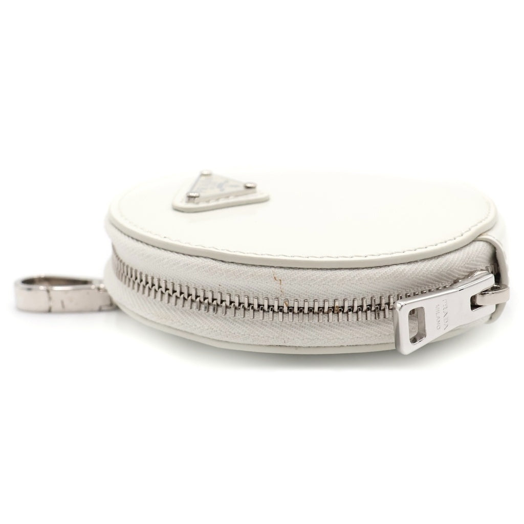 PRADA(プラダ) レザー ラウンド コインケース キーホルダー ホワイト 1TL431 レディース