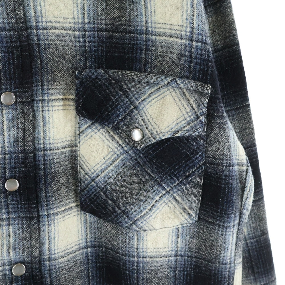 PENDLETON(ペンドルトン) 70S VINTAGE USA製 ウール チェック スナップボタン 長袖シャツ グレー