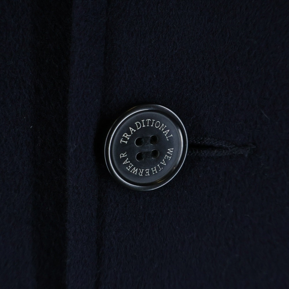 Traditional Weatherwear(トラディショナル ウェザーウェア) 5ボタン ステンカラー ラグランスリーブ ウール ロングコート ネイビー G222APFCO0306WX