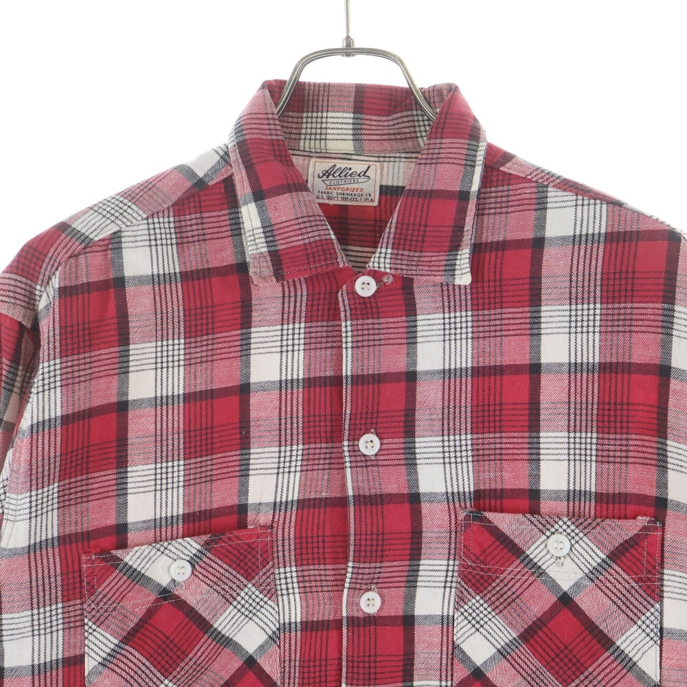 Levi's VINTAGE CLOTHING(リーバイス ビンテージ クロージング) 50-60S ALLIED CLOTHIERS ヴィンテージ マチ付き チェック柄 長袖フランネルシャツ レッド/ホワイト