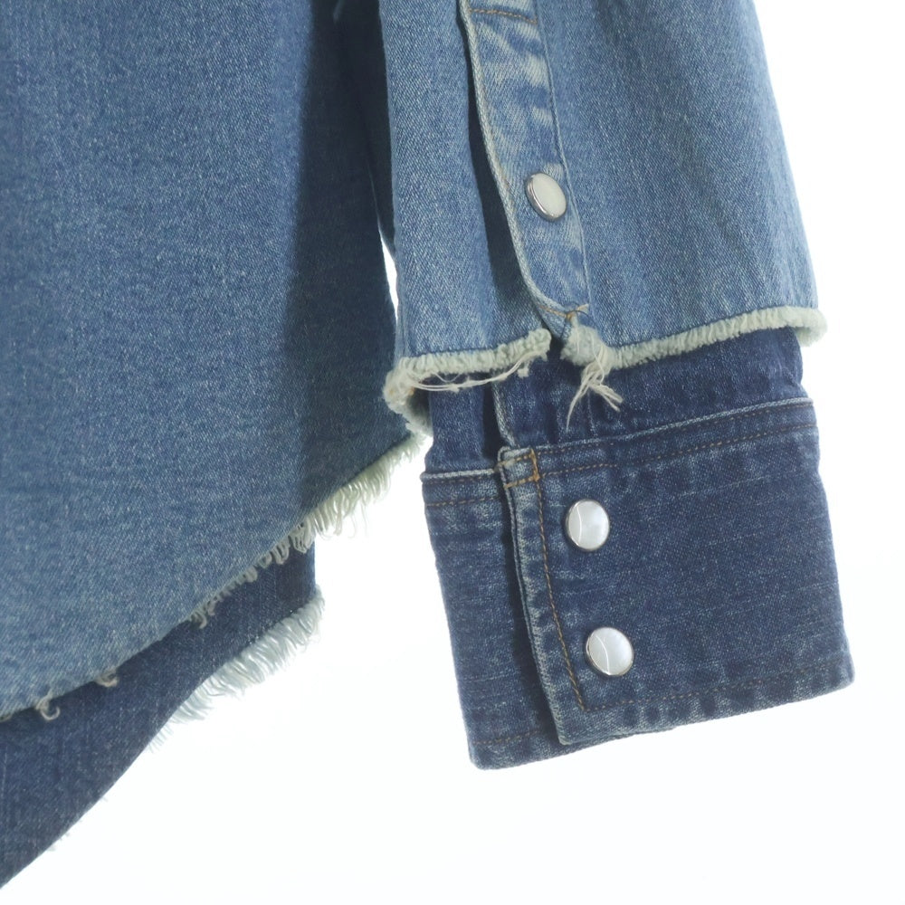 MINEDENIM(マインデニム) 22SS DENIM WESTERN LAYERED SH デニム ウエスタン レイヤード 長袖シャツ インディゴ MND-22SSOP003-86-022