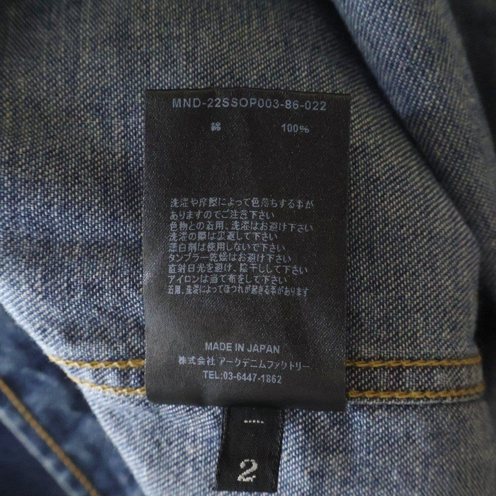 MINEDENIM(マインデニム) 22SS DENIM WESTERN LAYERED SH デニム ウエスタン レイヤード 長袖シャツ インディゴ MND-22SSOP003-86-022