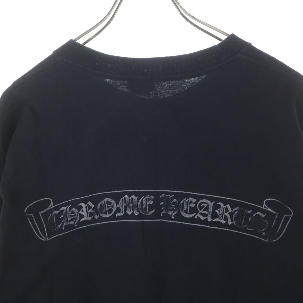 CHROME HEARTS(クロムハーツ) OLD CH T-SHIRT バックスクロールラベルプリント 胸ポケット 長袖Tシャツ カットソー ブラック