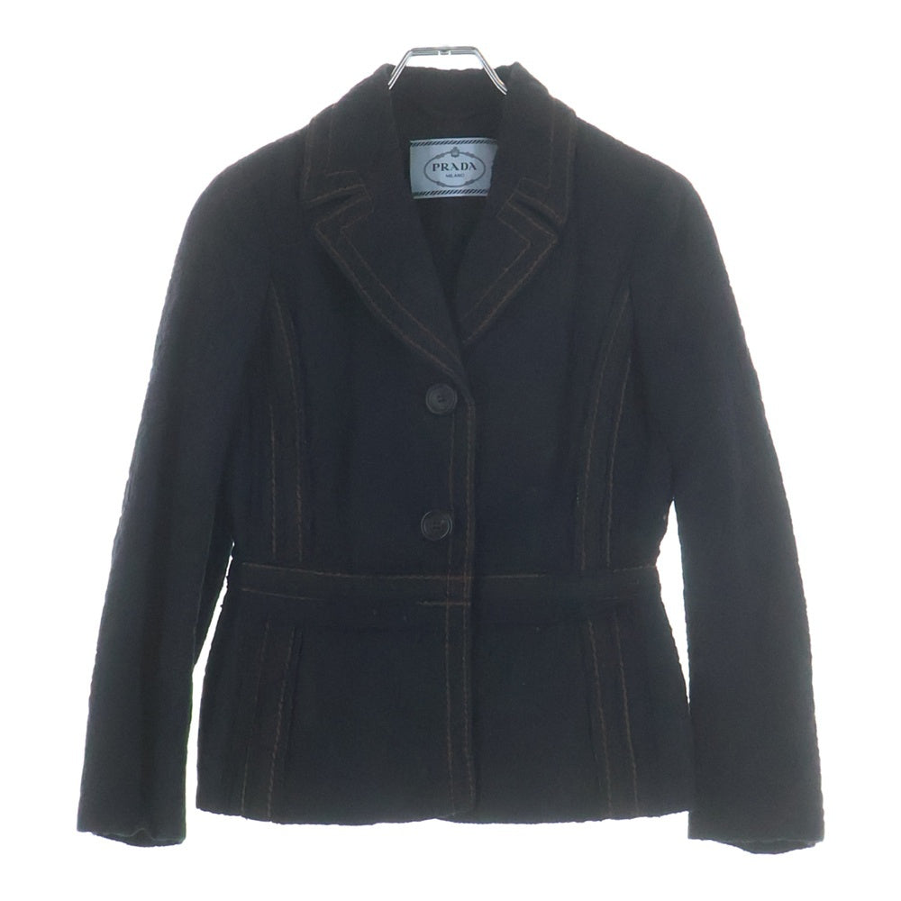 PRADA(プラダ) ワイルドステッチ フラワージャガード テーラードジャケット ブラック P521DR レディース