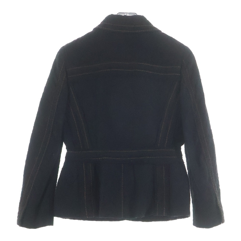 PRADA(プラダ) ワイルドステッチ フラワージャガード テーラードジャケット ブラック P521DR レディース