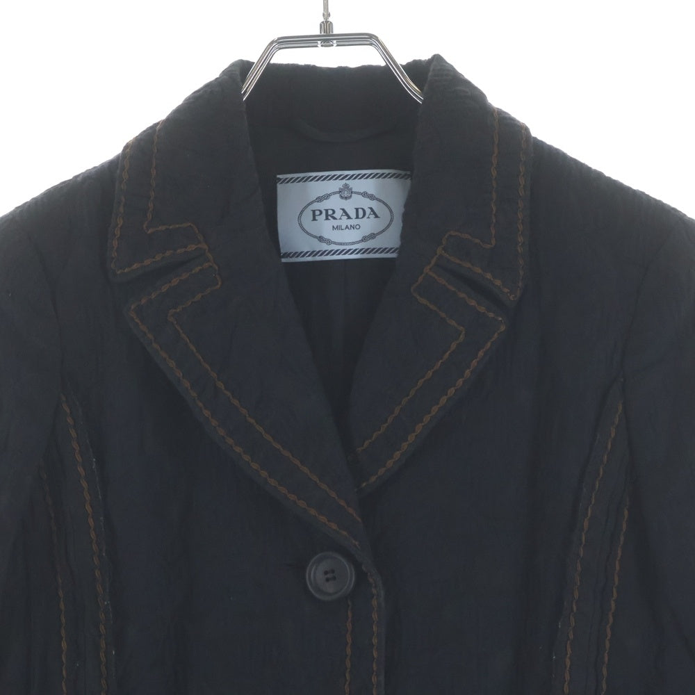 PRADA(プラダ) ワイルドステッチ フラワージャガード テーラードジャケット ブラック P521DR レディース