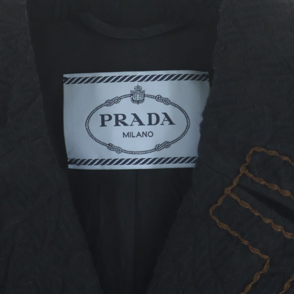 PRADA(プラダ) ワイルドステッチ フラワージャガード テーラードジャケット ブラック P521DR レディース