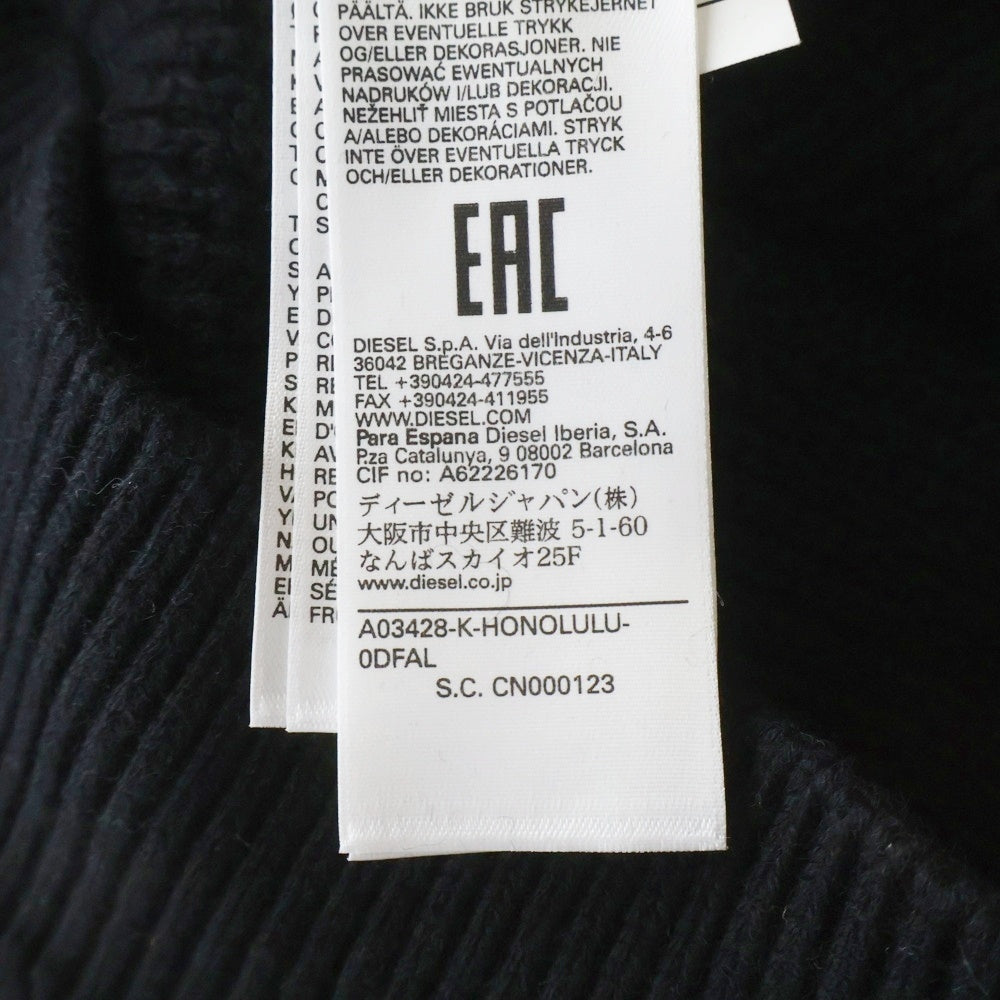 DIESEL(ディーゼル) 21AW K-HONOLULU ホノルル ロゴラベル クルーネックニットセーター ブラック A03428