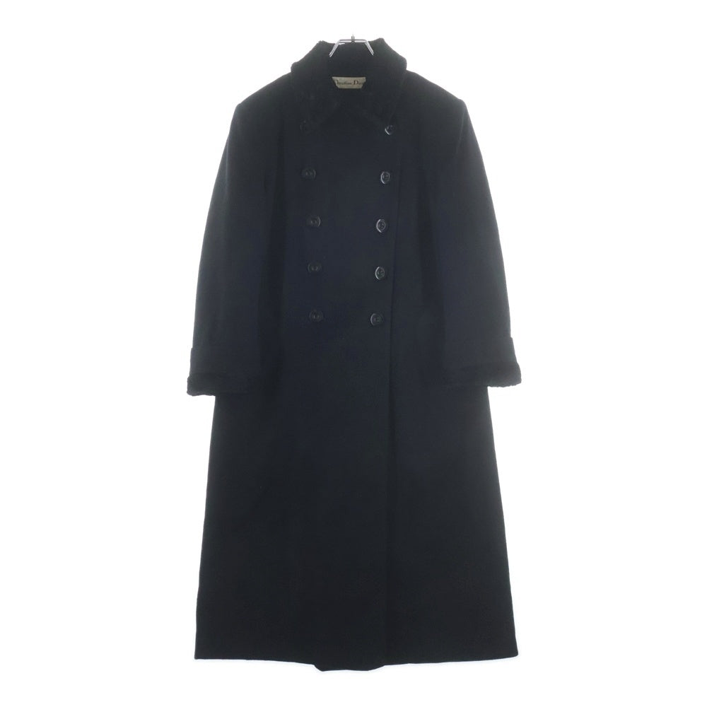 Christian Dior(クリスチャンディオール) ファーカラー ウール ダブルロングコート レディース ブラック