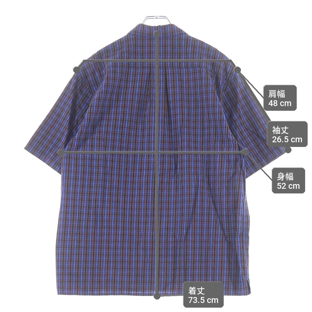 SUPREME(シュプリーム) 25SS Mini Plaid S/S Shirt クラシックロゴ刺繍 ミニ チェック柄 半袖シャツ ブルー/オレンジ