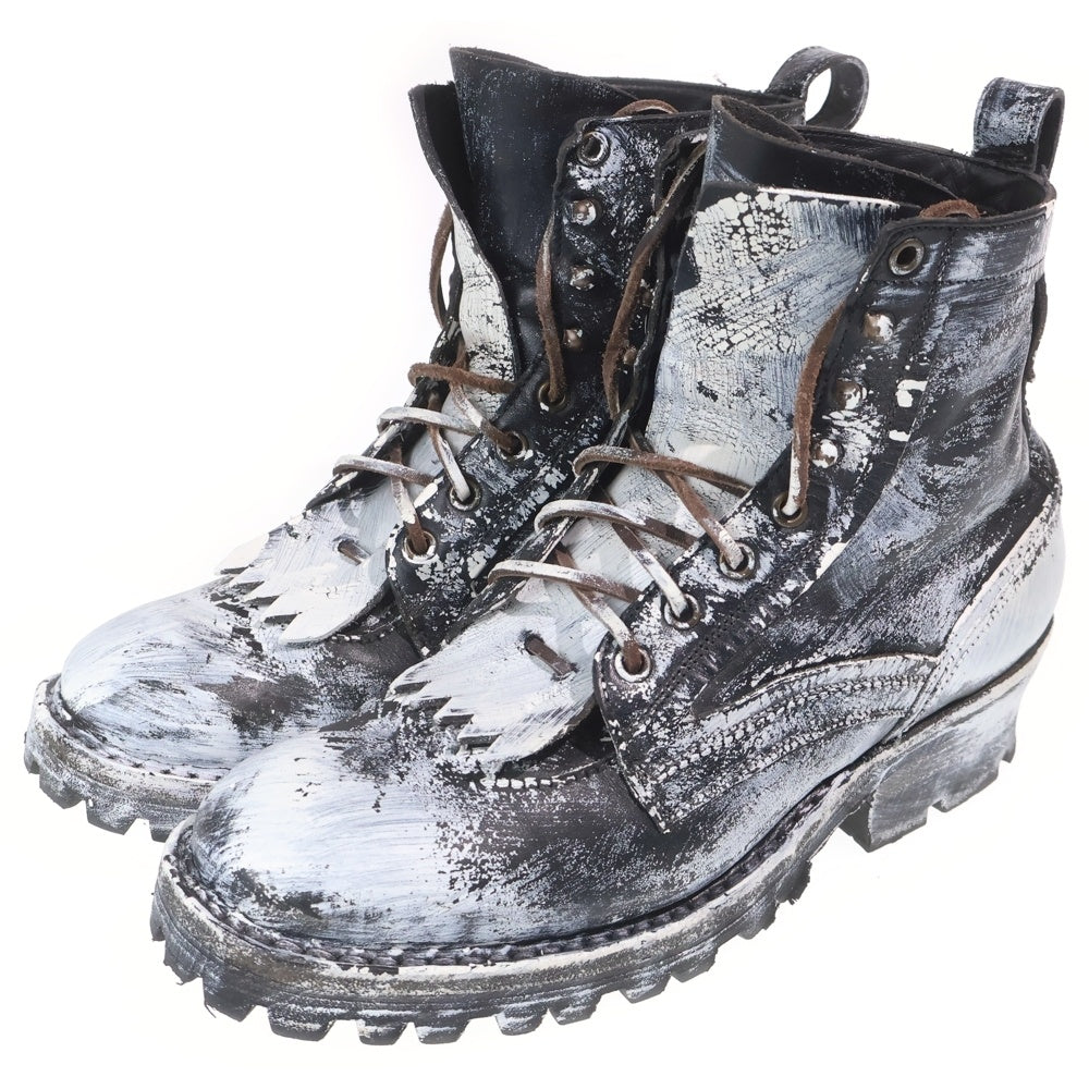 Maison Margiela(メゾンマルジェラ) SIERRA BOOTS シエラ ペイント加工 トレッキングブーツ ブラック/ホワイト S58WU0421 P8192