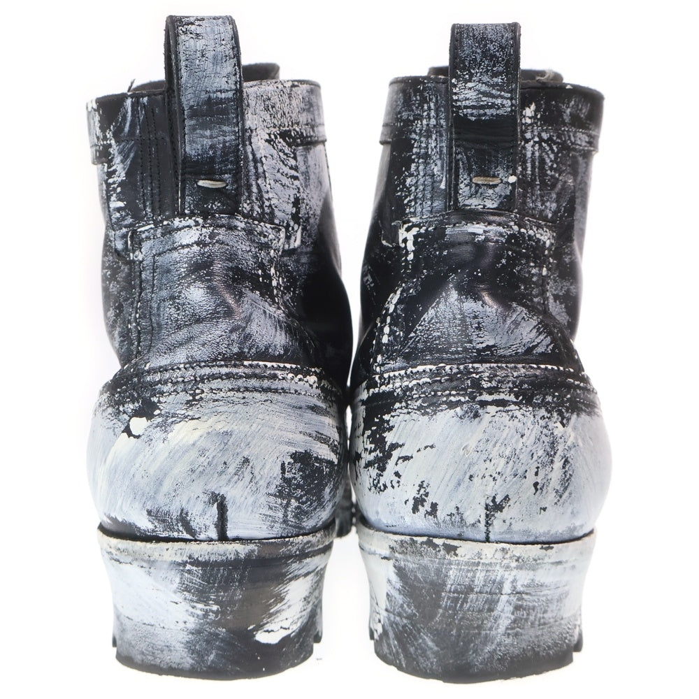 Maison Margiela(メゾンマルジェラ) SIERRA BOOTS シエラ ペイント加工 トレッキングブーツ ブラック/ホワイト S58WU0421 P8192