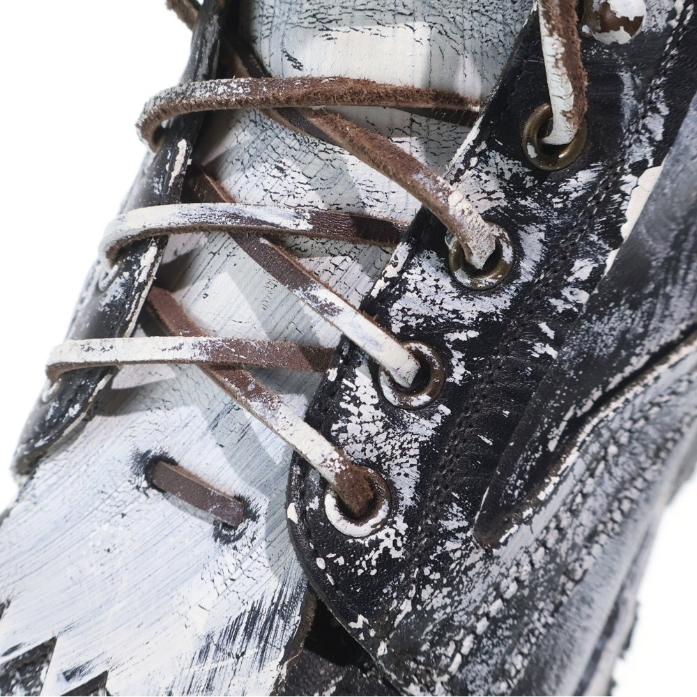 Maison Margiela(メゾンマルジェラ) SIERRA BOOTS シエラ ペイント加工 トレッキングブーツ ブラック/ホワイト S58WU0421 P8192