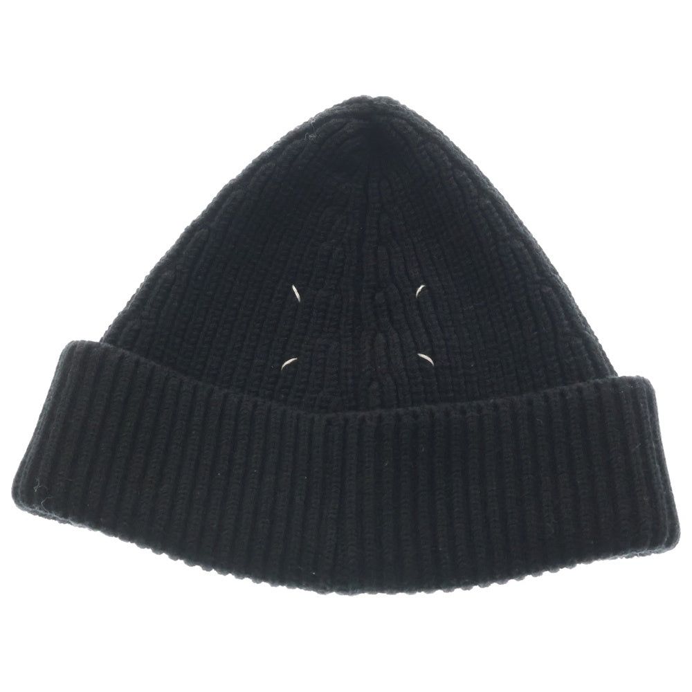 Maison Margiela(メゾンマルジェラ) KnitCap 4ステッチ リブニット帽 キャップ ビーニー ブラック S50TC0051
