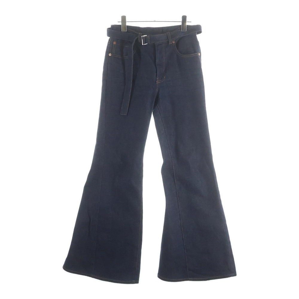 Sacai(サカイ) 24SS DENIM PANTS ベルテッド付き フレアデニムパンツ レディース インディゴ 24-07290