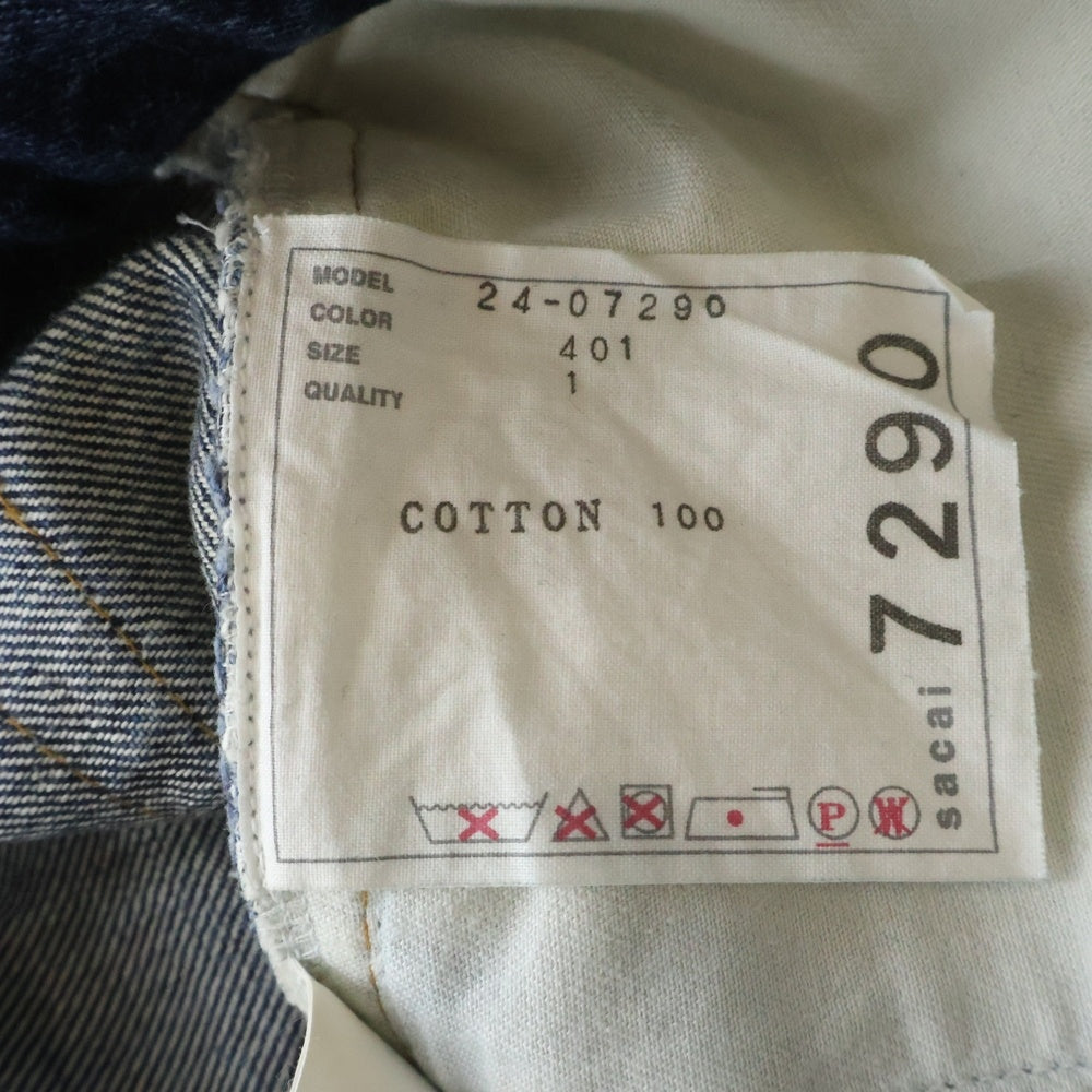 Sacai(サカイ) 24SS DENIM PANTS ベルテッド付き フレアデニムパンツ レディース インディゴ 24-07290