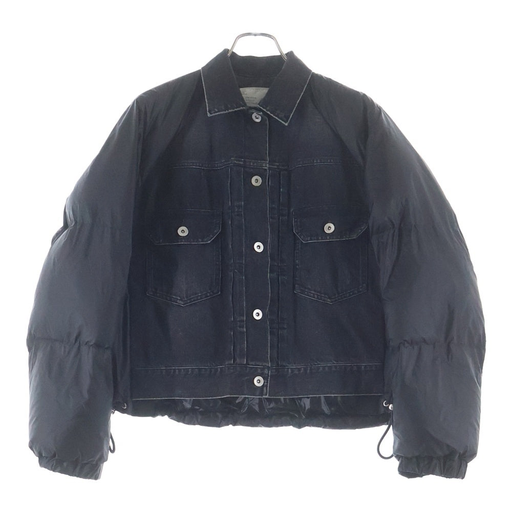 Sacai(サカイ) 22AW 再構築 ドッキング ボタンダウン デニム ダウンジャケット ブラック 22-05501