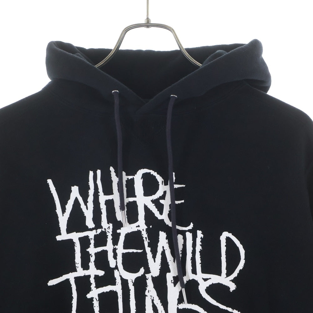 Sacai(サカイ) 25AW WHERE THE WILD THINGS ARE スローガン 両面プリント フーデット プルオーバーパーカー ブラック 25-01002S