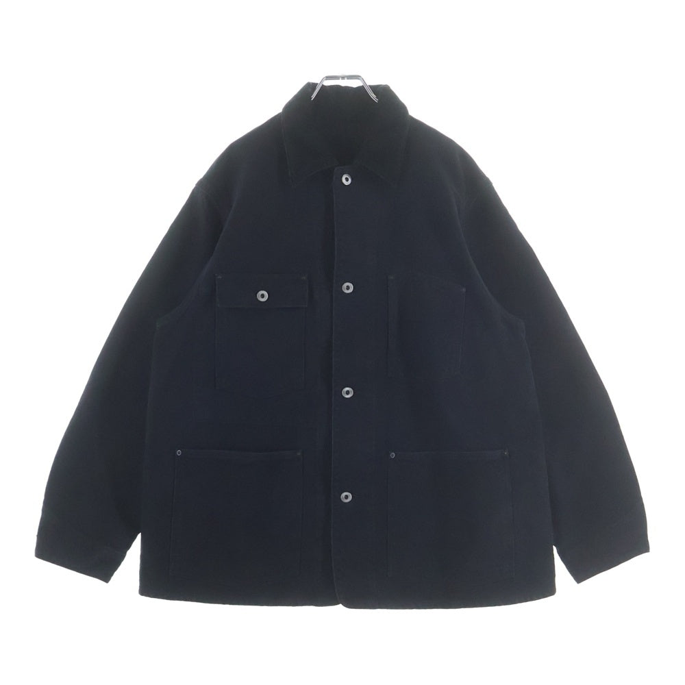 A.PRESSE(アプレッセ) 25AW SILK HEMP COVERALL JACKET ヴィンテージ シルクヘンプ 襟コーディロイ カバーオール ジャケット ブラック 25AAP-01-53