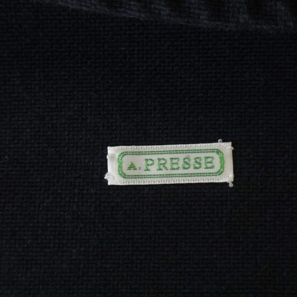 A.PRESSE(アプレッセ) 25AW SILK HEMP COVERALL JACKET ヴィンテージ シルクヘンプ 襟コーディロイ カバーオール ジャケット ブラック 25AAP-01-53