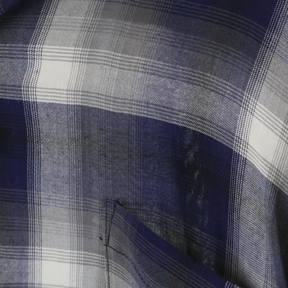 GOLD(ゴールド) RAYON CHECK OPEN SHIRT レーヨン オンブレチェック 長袖オープンカラーシャツ ブルー GL29344