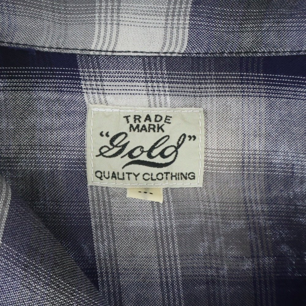 GOLD(ゴールド) RAYON CHECK OPEN SHIRT レーヨン オンブレチェック 長袖オープンカラーシャツ ブルー GL29344