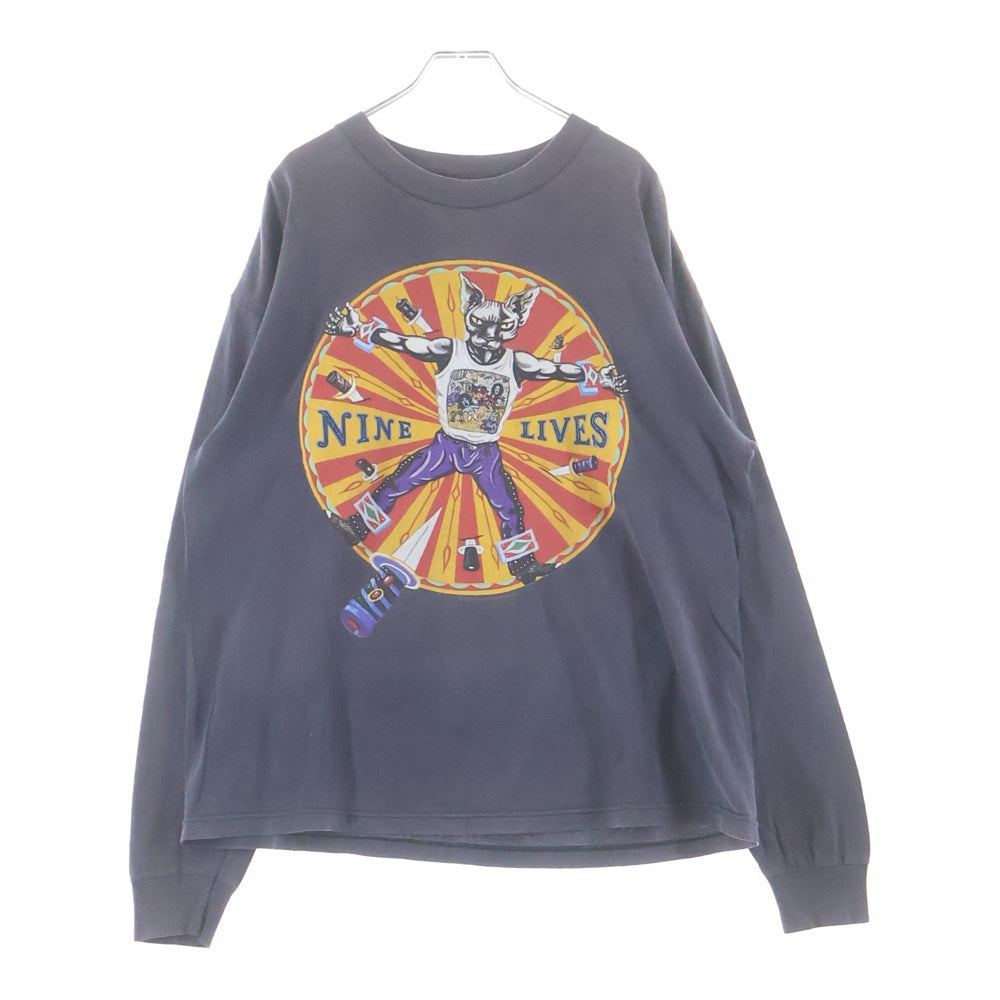 VINTAGE(ヴィンテージ) 90S AEROSMITH NINE LIVES LS 1997 GIANT ヴィンテージ エアロスミス ナインライブス 両面プリント クルーネック 長袖Tシャツ カットソー ブラック