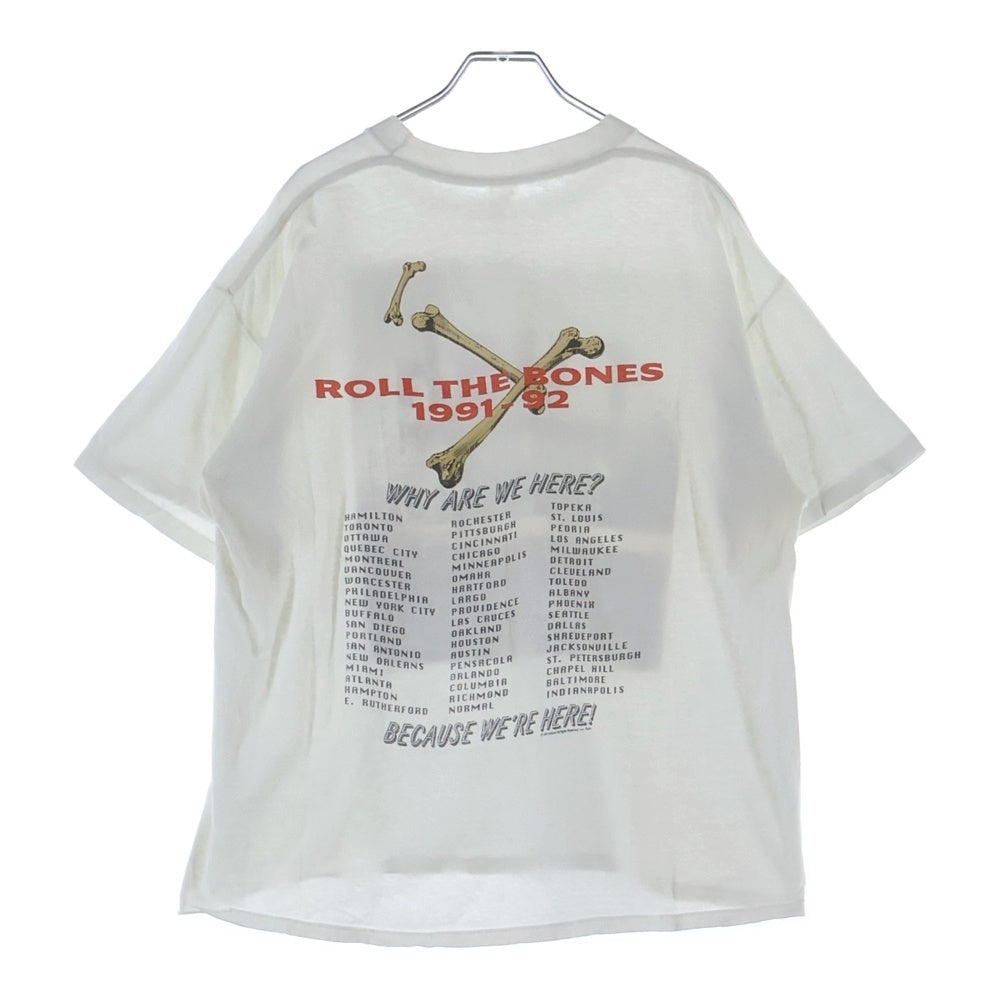 VINTAGE(ヴィンテージ) 90S RUSH ROLL THE BONES 1991-92 TOUR ヴィンテージ ラッシュ ロールザボーンズ 両面プリント 半袖ツアーTシャツ ホワイト