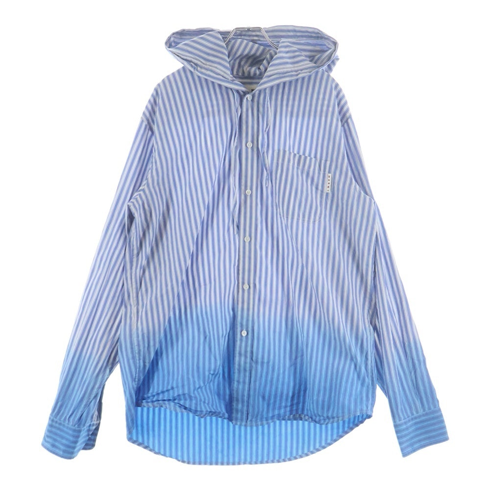 MARNI(マルニ) 22SS ポプリン製 ストライプ フーデッド長袖シャツ ブルー/ホワイト CUMU0195P0