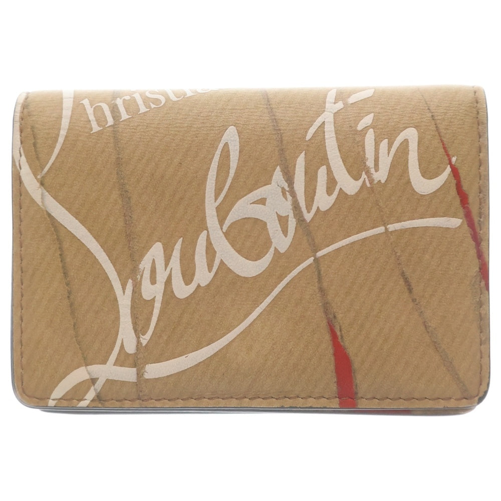 CHRISTIAN LOUBOUTIN(クリスチャンルブタン) クラフト ロゴデザイン コンパクト カードケース 名刺入れ ブラウン 3185056 レディース
