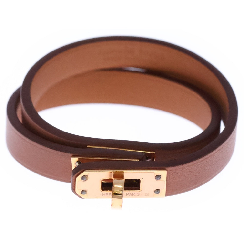 HERMES(エルメス) ミニケリー ドゥブルトゥール U刻印 レザーブレスレット ブラウン H081182CD37T2 レディース