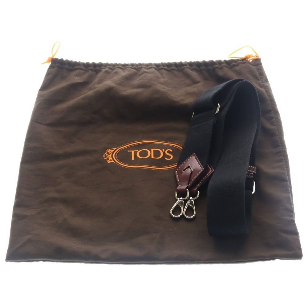 TOD'S(トッズ) Tタイムレス ロゴ刻印 2WAY レザーショルダーバッグ ハンドバッグ ブラウン レディース