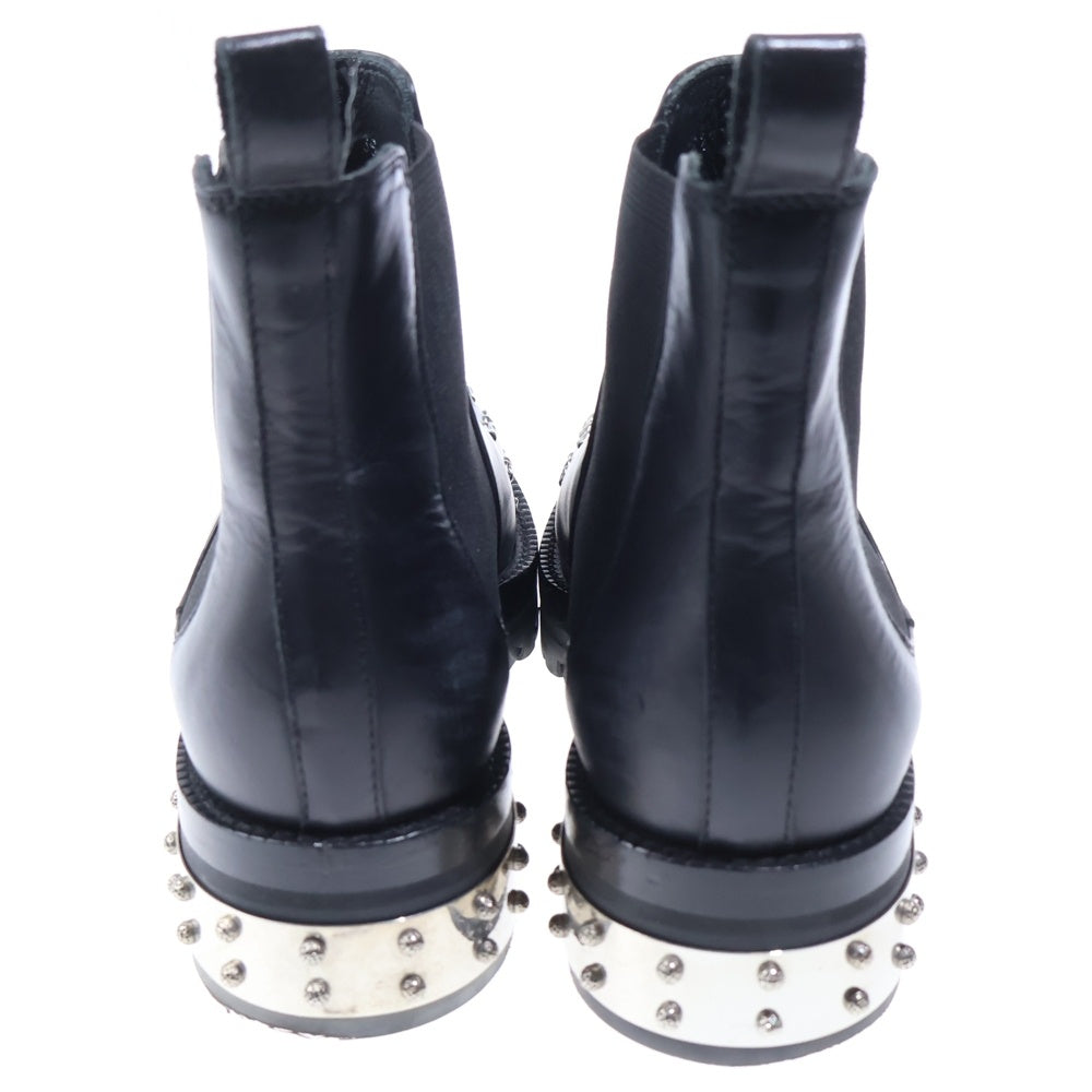 Alexander McQueen(アレキサンダーマックイーン) シルバースタッズ レザー サイドゴアブーツ レディース ブラック 462303