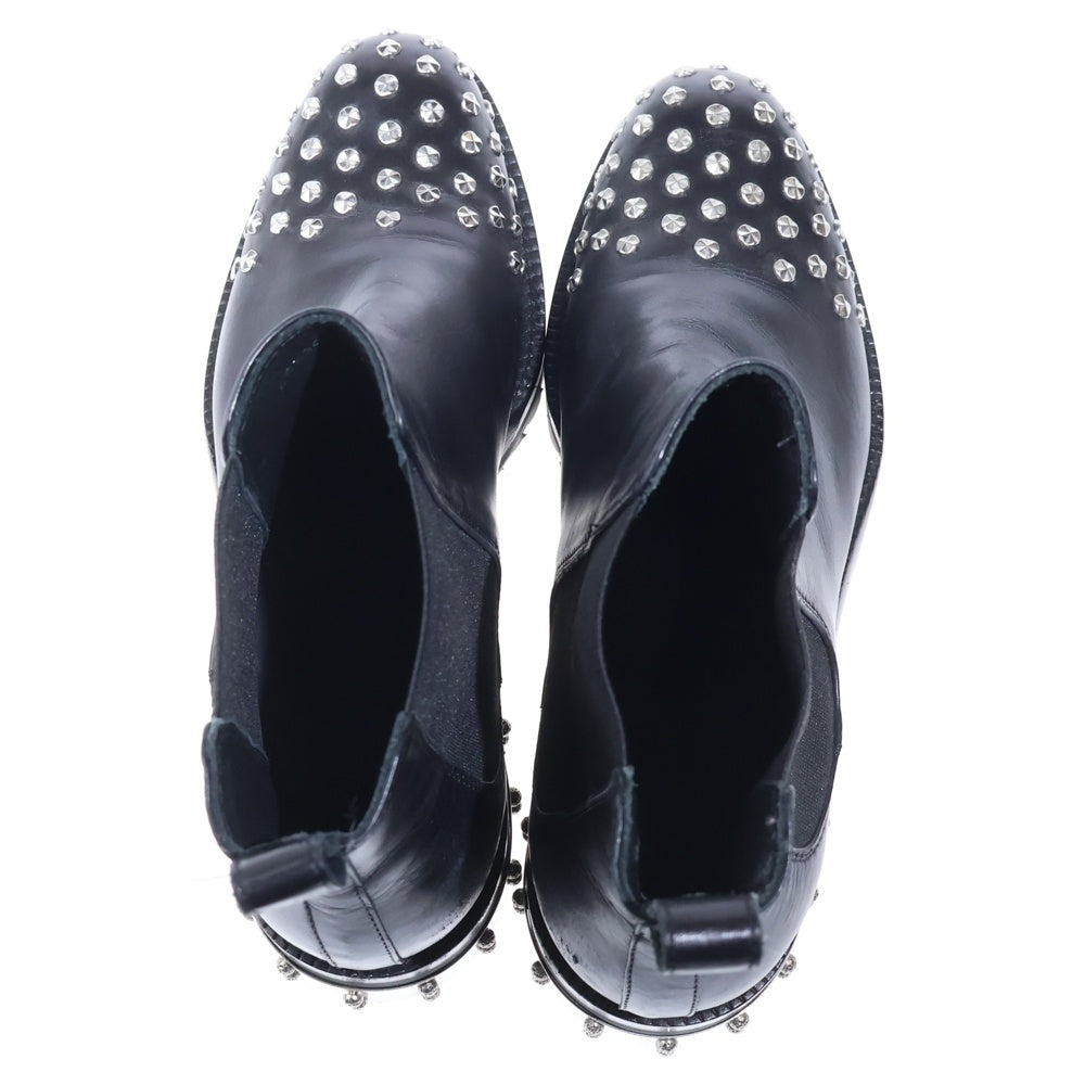 Alexander McQueen(アレキサンダーマックイーン) シルバースタッズ レザー サイドゴアブーツ レディース ブラック 462303