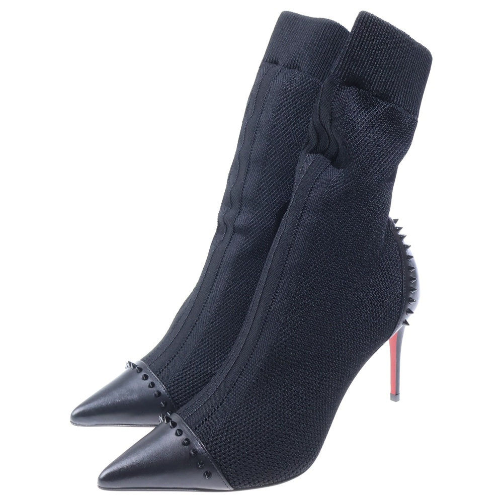 CHRISTIAN LOUBOUTIN(クリスチャンルブタン) DOVI DOVA 100 ドヴィ ドヴァ スタッズデザイン ニットソックスブーツ レディース ブラック 3181288
