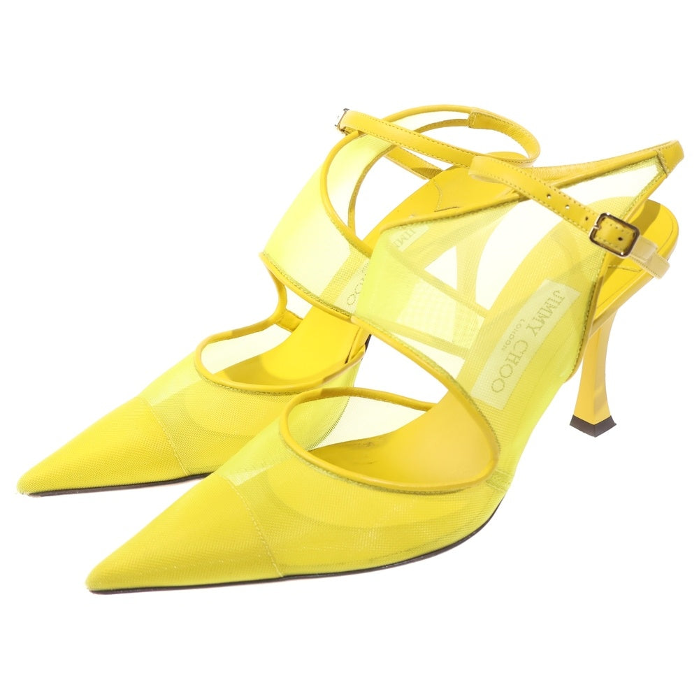 JIMMY CHOO(ジミーチュウ) TRACI 90 トレイシー メッシュデザイン ナッパレザーハイヒール パンプス レディース イエロー