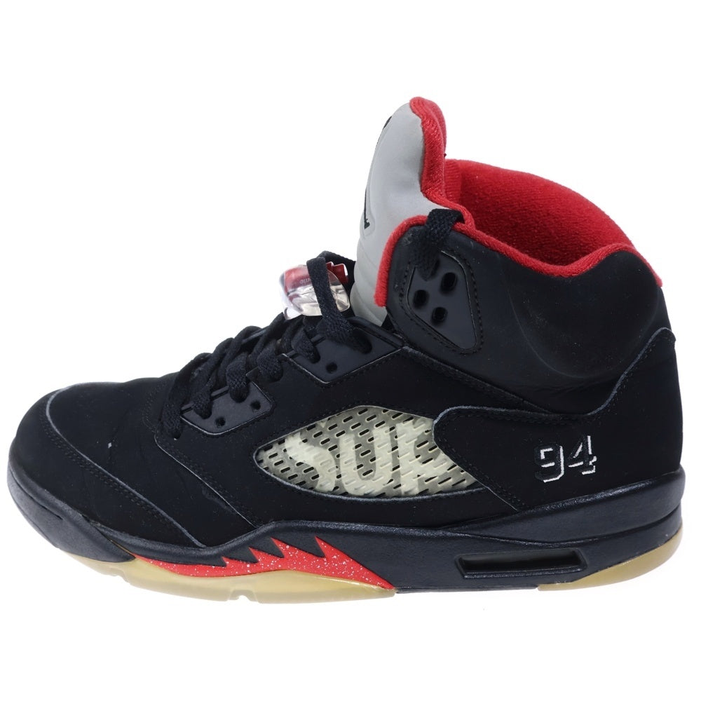 NIKE(ナイキ) 【観賞用 2015年】×SUPEME AIR JORDAN 5 RETRO BLACK シュプリーム エアジョーダン 5 レトロ ハイカットスニーカー ブラック US10.5/28.5cm 824371-001