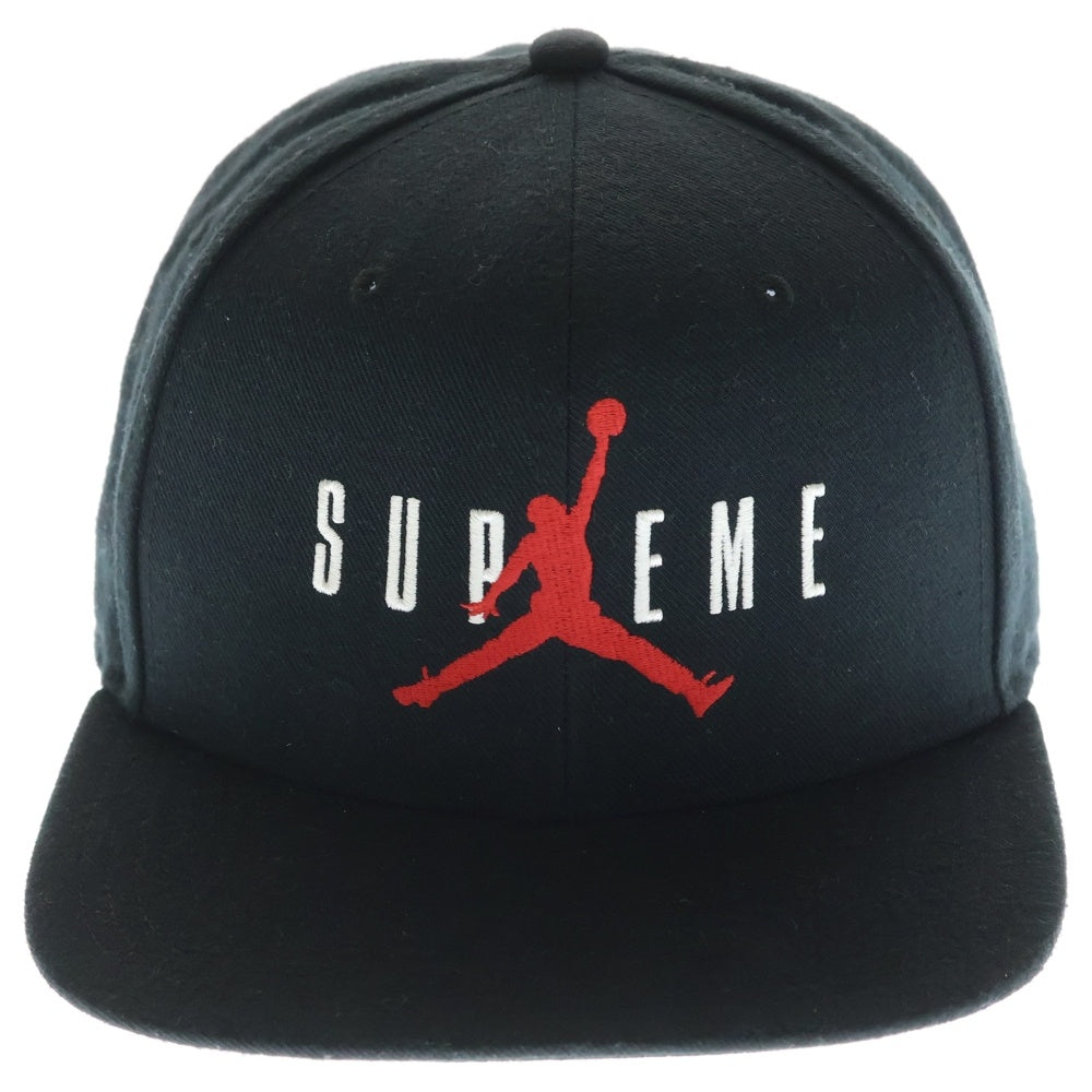 SUPREME(シュプリーム) 15AW ×NIKE Air Jordan 6-Panel Cap Black ナイキ エアジョーダン 6パネル ロゴ刺繍デザイン ベースボールキャップ 帽子 ブラック 799706-010
