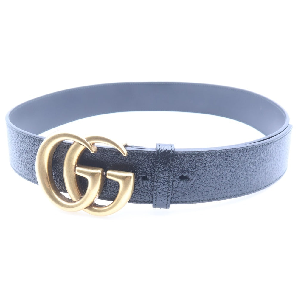 GUCCI(グッチ) GGマーモント レザーベルト ブラック ゴールド金具 406831