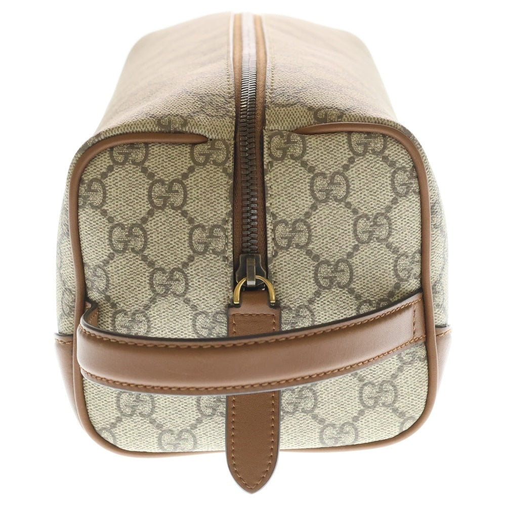 GUCCI(グッチ) GGエンブレム トイレタリーケース ハンドクラッチバッグ ブラウン 821163