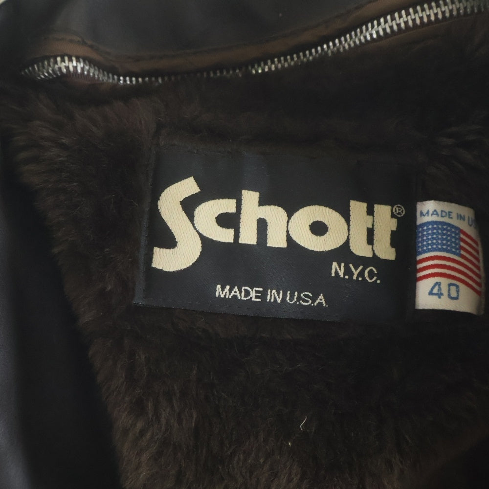SCHOTT(ショット) 641 SINGLE RIDERS LEATHER JACKET シングルライダース レザージャケット ボアライナー付き ブラック