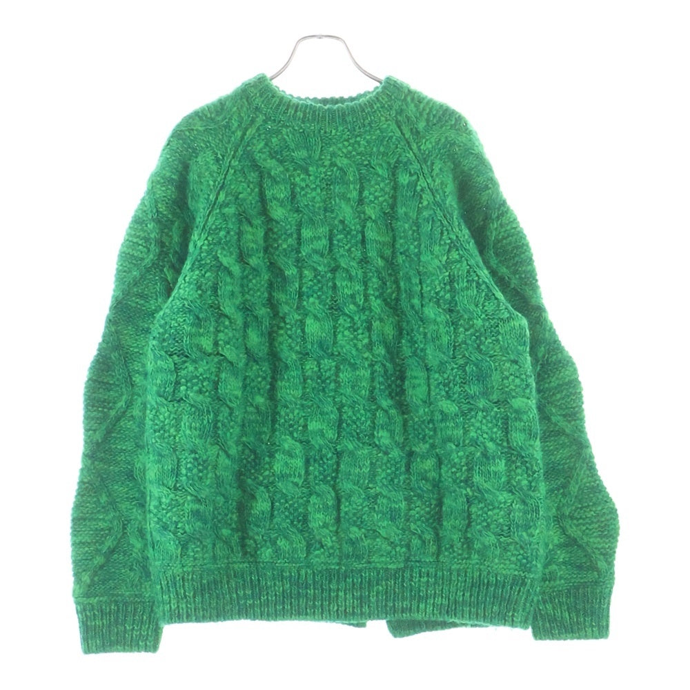 beautiful people(ビューティフルピープル) 23SS BROCOLIED ALAN KNITTING PULLOVER クルーネック プルオーバー アランニット セーター グリーン 1335210004