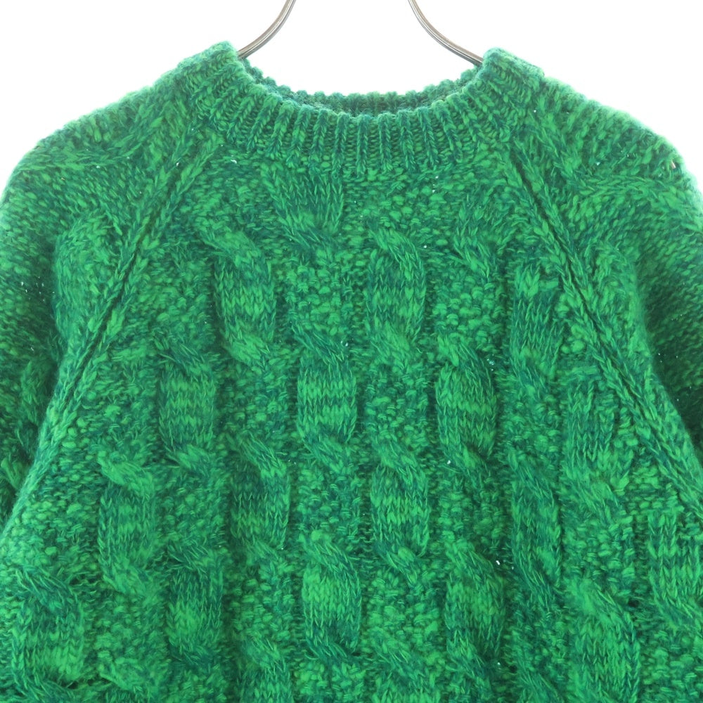 beautiful people(ビューティフルピープル) 23SS BROCOLIED ALAN KNITTING PULLOVER クルーネック プルオーバー アランニット セーター グリーン 1335210004