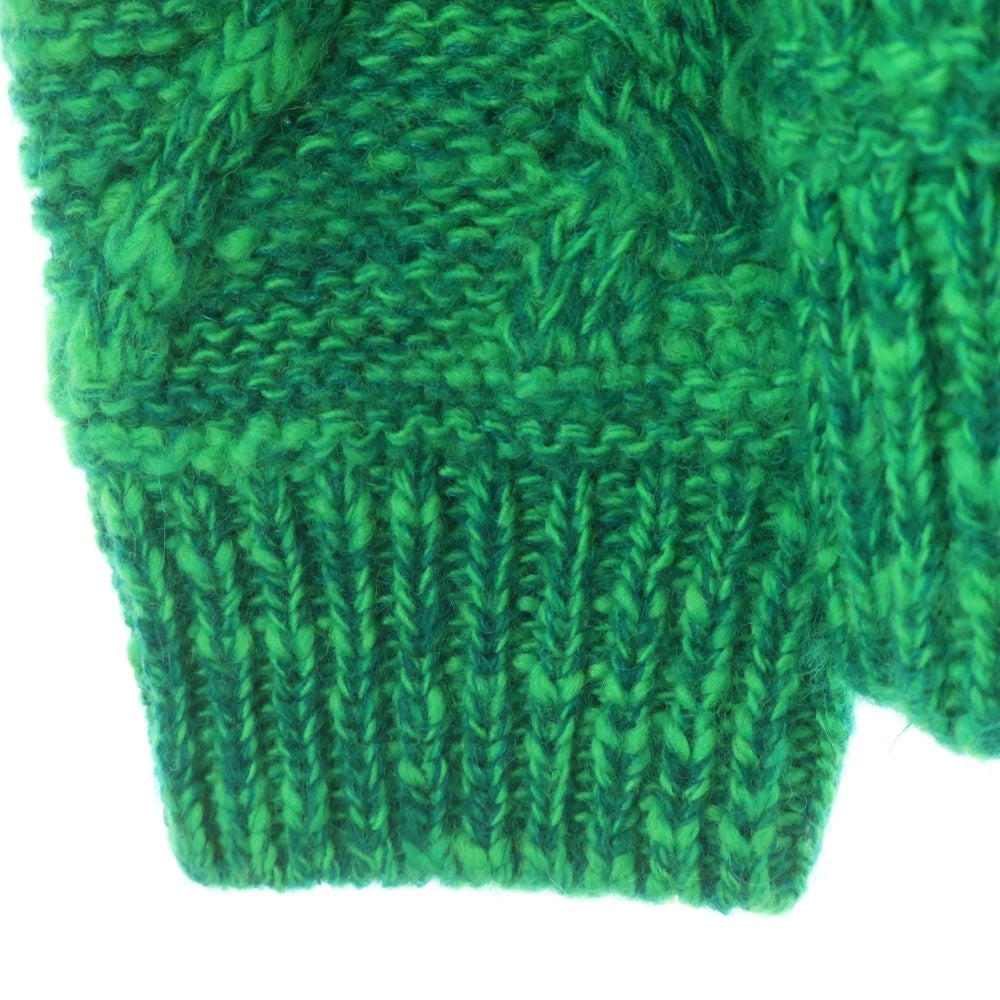 beautiful people(ビューティフルピープル) 23SS BROCOLIED ALAN KNITTING PULLOVER クルーネック プルオーバー アランニット セーター グリーン 1335210004