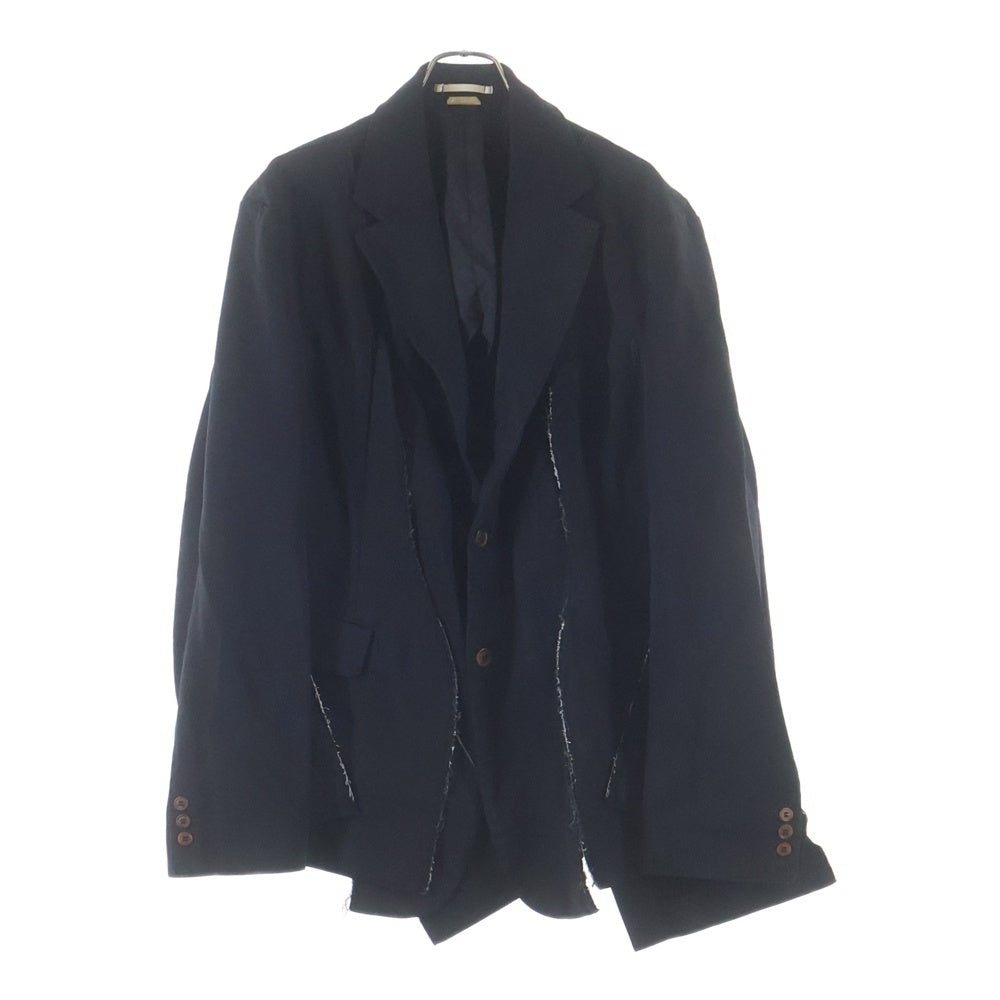 COMME des GARCONS HOMME PLUS(コムデギャルソンオムプリュス) 24SS AD2023 変形 カッティング 2Bシングルテーラードジャケット ブラック PM-J037