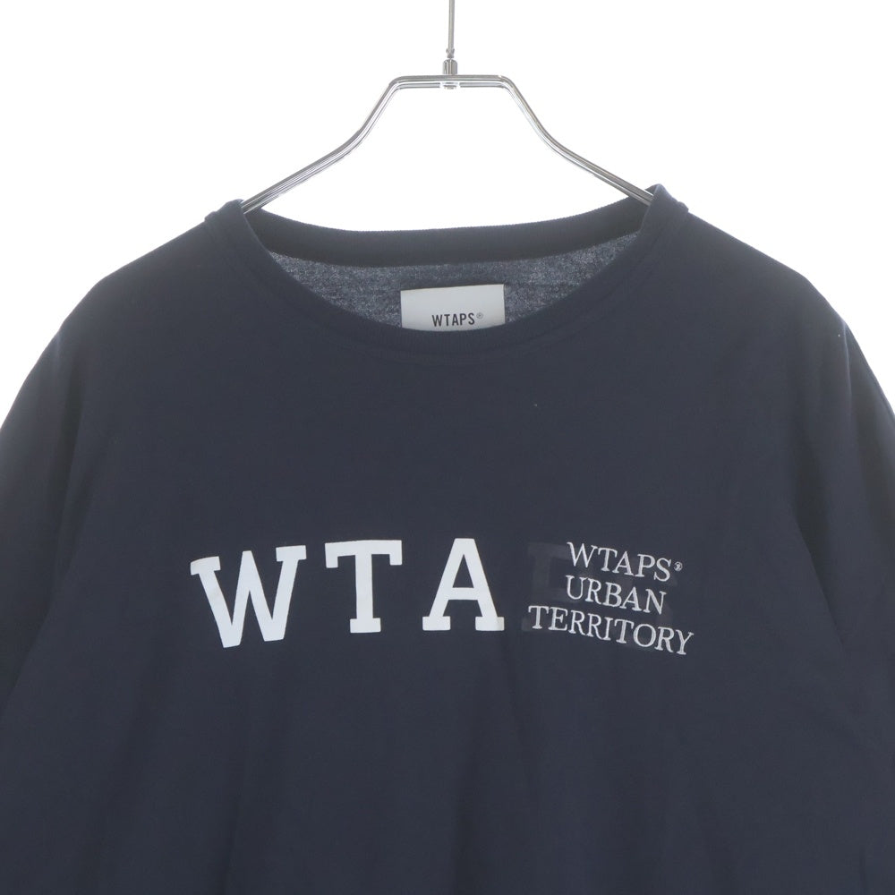 WTAPS(ダブルタップス) 23SS DESIGN 01 LS COTTON COLLEGE カレッジ デザイン クルーネック長袖Tシャツ カットソー ネイビー 231ATDT-CSM03